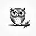 tiny fine line owl tattoo design idea
