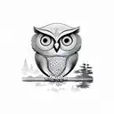 tiny fine line owl tattoo design idea
