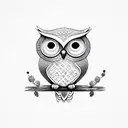 tiny fine line owl tattoo design idea