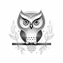 tiny fine line owl tattoo design idea