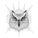 fine line owl tattoo design idea