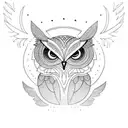 fine line owl tattoo design idea