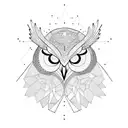 fine line owl tattoo design idea