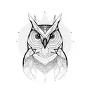 fine line owl tattoo design idea