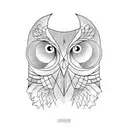 fine line owl tattoo design idea