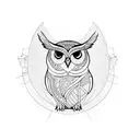 fine line owl tattoo design idea