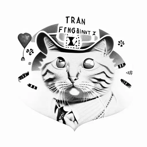 train tracks, frog, fedora hat, insulin pen, Tyler, Oliver, Poppy, love heart, IX.VII.MMXXII, ginger cat, joker card, G tattoo design idea