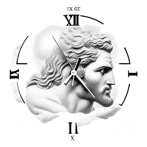 greek god atlas holding a clock tattoo design idea