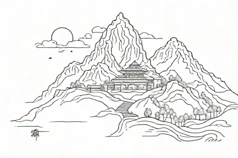 simple nepal mountain landscape tattoo featuring tattoo design idea
