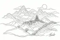 nepal mountain landscape tattoo design idea