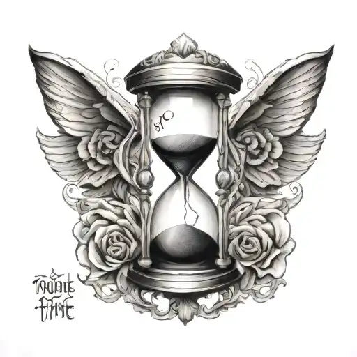 hourglass with a quote "The trouble is you think you have time" tattoo design idea