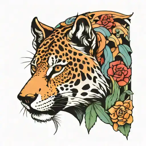 wolf and jaguar face tattoo design idea