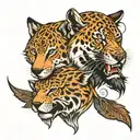 wolf and jaguar face tattoo design idea
