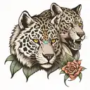wolf and jaguar face tattoo design idea