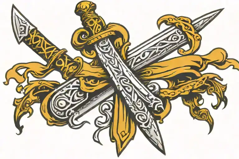 sword with the words "I am not afraid. I was born for this"  tattoo design idea