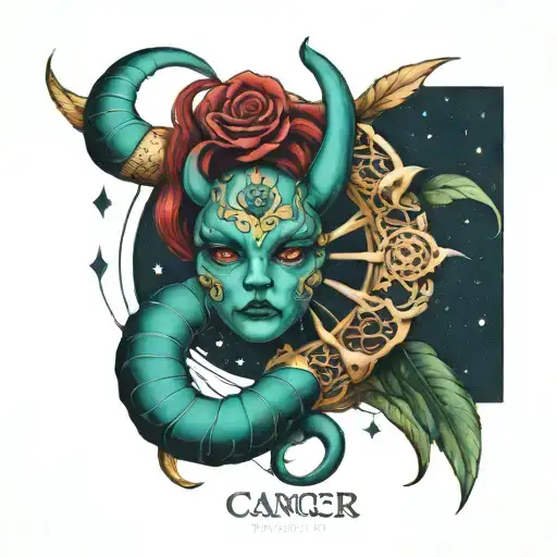 Cancer and gemini zodiac sign tattoo design idea