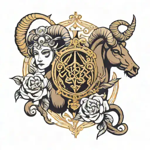 Aries and libra zodiac sign tattoo design idea