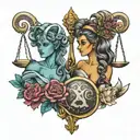 Libra and aries zodiac sign tattoo design idea