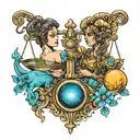 Libra and aries zodiac sign tattoo design idea