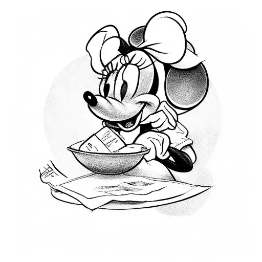 Minnie Mouse with letters B and C  tattoo design idea