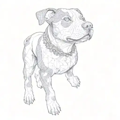 a black and white pitbull dog tattoo design idea