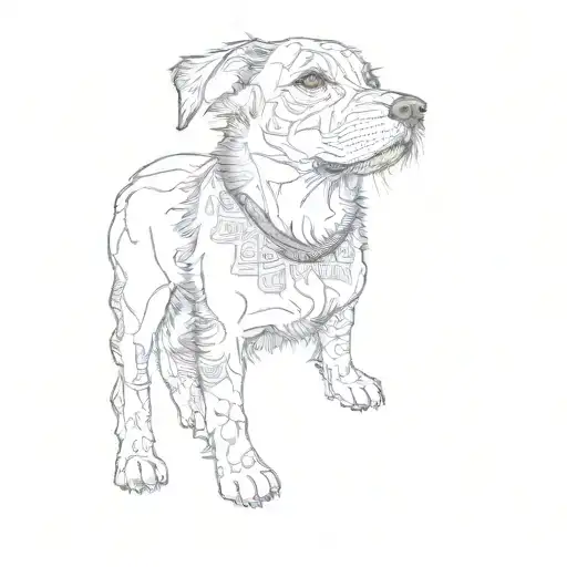 blackwork dog stencil tattoo design idea
