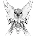 hawk with ladybird  tattoo design idea