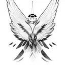 hawk with ladybird  tattoo design idea