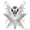 hawk with ladybird  tattoo design idea