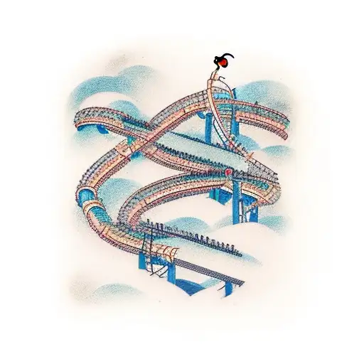 two stick figures having fun on a rollercoaster  tattoo design idea