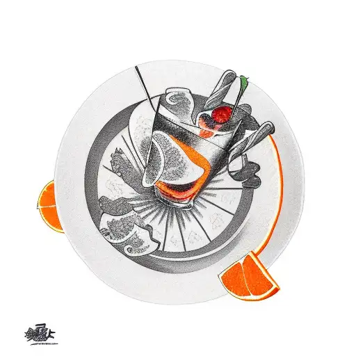 negroni with and orange wedge as garnish tattoo design idea