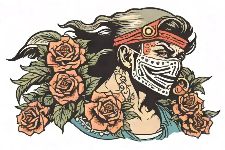 Bandit, deaf blind dumb with mask adorned tattoo design idea