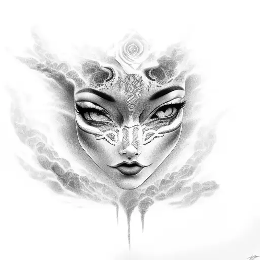 eyes rose tribal smoke  tattoo design idea