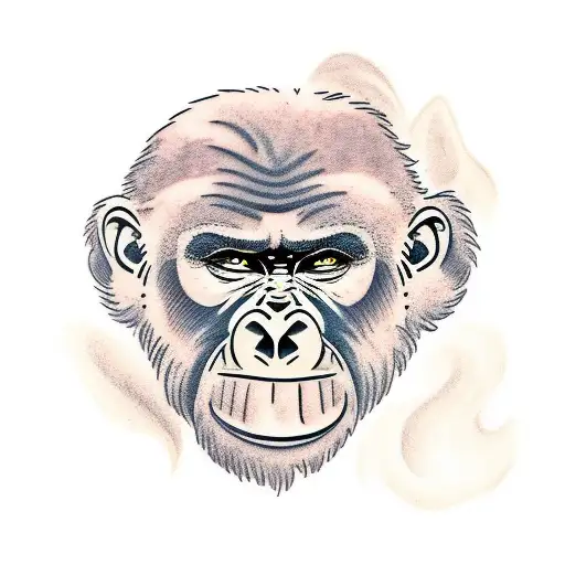Smoking gorilla tattoo design idea