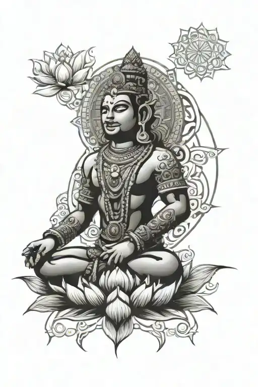 Hanuman yantra mandala lotus tattoo design idea