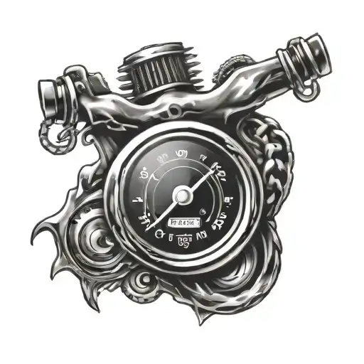 heart shaped speedometer on fire with chain links tattoo design idea