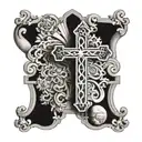 a up side down cross in front of the vatican saint peters tattoo design idea