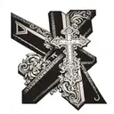 a up side down cross in front of the vatican saint peters tattoo design idea