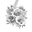 paint brushes and pencils with little flowers or tied up with plants tattoo design idea