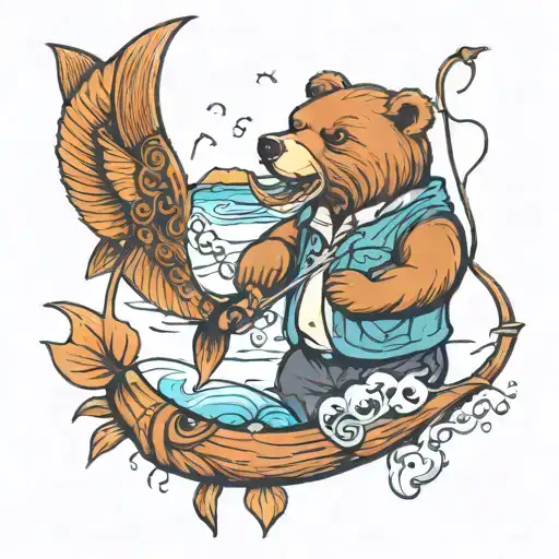 bears gone fishing  tattoo design idea