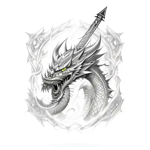 Final Fantasy 7 Buster Sword wrapped around with Dragons tattoo design idea