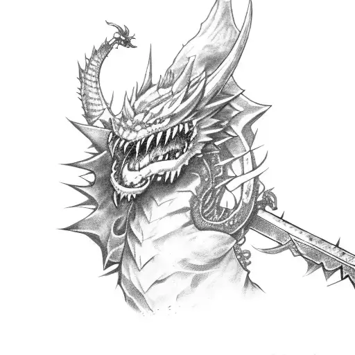 Final Fantasy 7 Buster Sword wrapped around with Dragons tattoo design idea