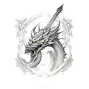 Final Fantasy 7 Buster Sword wrapped around with Dragons tattoo design idea