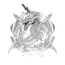 Final Fantasy 7 Buster Sword wrapped around with Dragons tattoo design idea