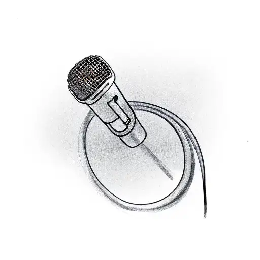 A sketch of a microphone intertwined with a winding road, symbolizing your love for driving and rapping tattoo design idea