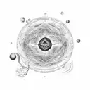 A celestial map merging with a surrealistic landscape tattoo design idea