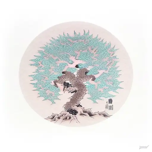 bonzai tree, nighttime  tattoo design idea