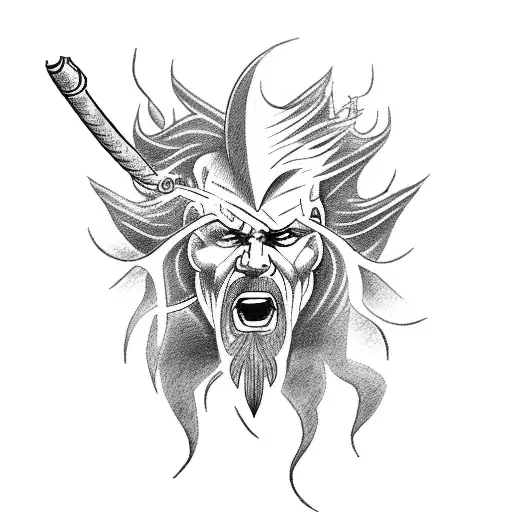 A tattoo of Zeus wielding a lightning bolt tattoo design idea