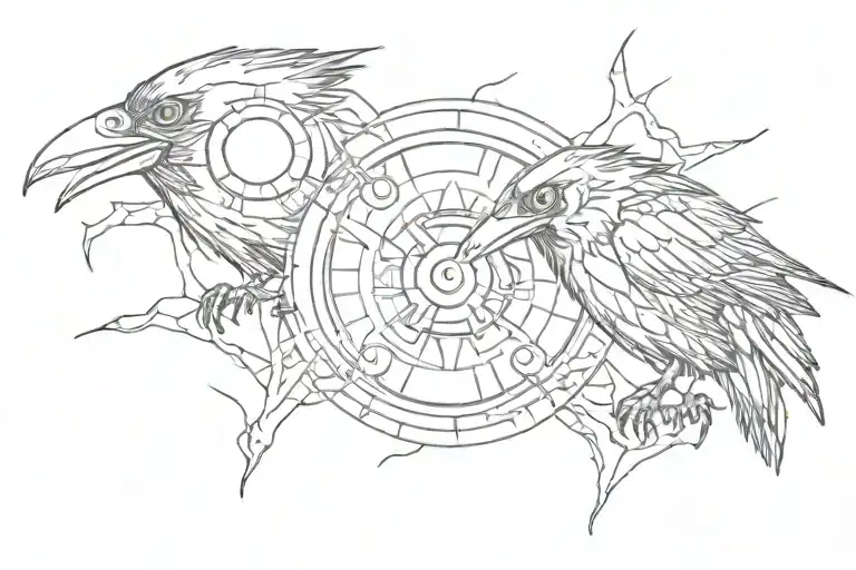 two crows and itachi uchiha's sharingan tattoo design idea