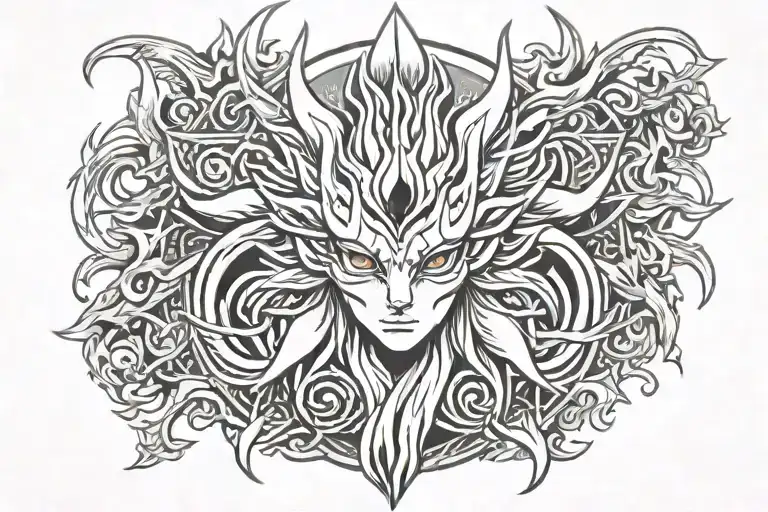 kurama head chakra tattoo design idea